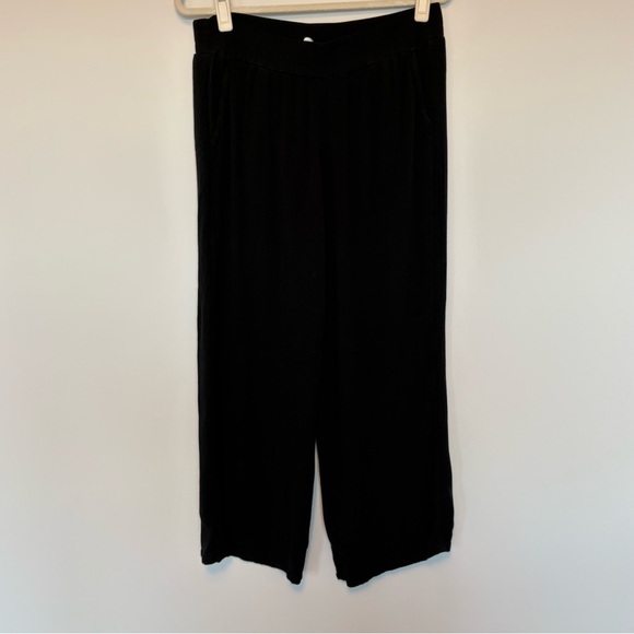 Three Dots Women Elastic Waist Black Pants Flowy Beach Size Large - Picture 2 of 8
